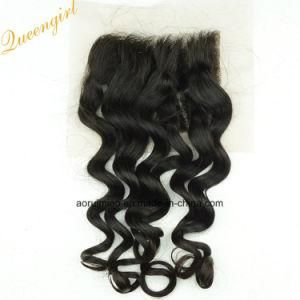 9A Black Women Cheap Virgin Loose Wave Burmese Hair 4*4 Top Lace Closure