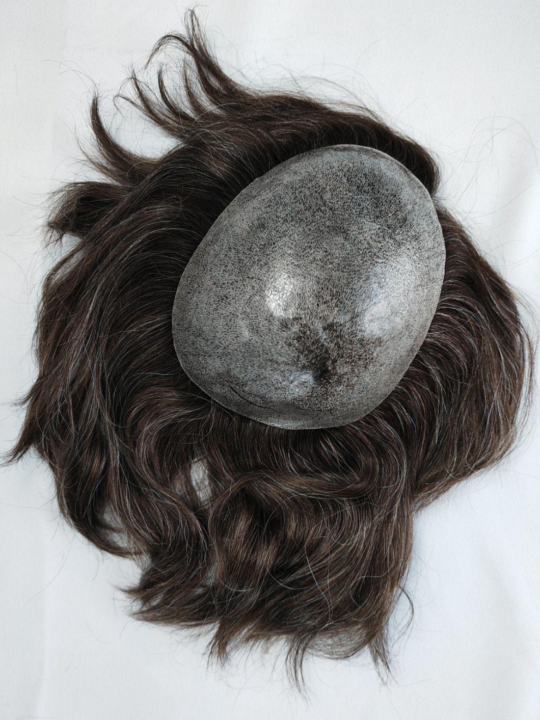 2022 Most Durable Custom Made Clear PU Base Injection Toupee Made of Remy Human Hair