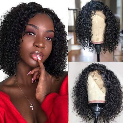 Short Bob Lace Frontal Wigs 150% Density Deep Curly Lace Front Human Hair Wig 14inch