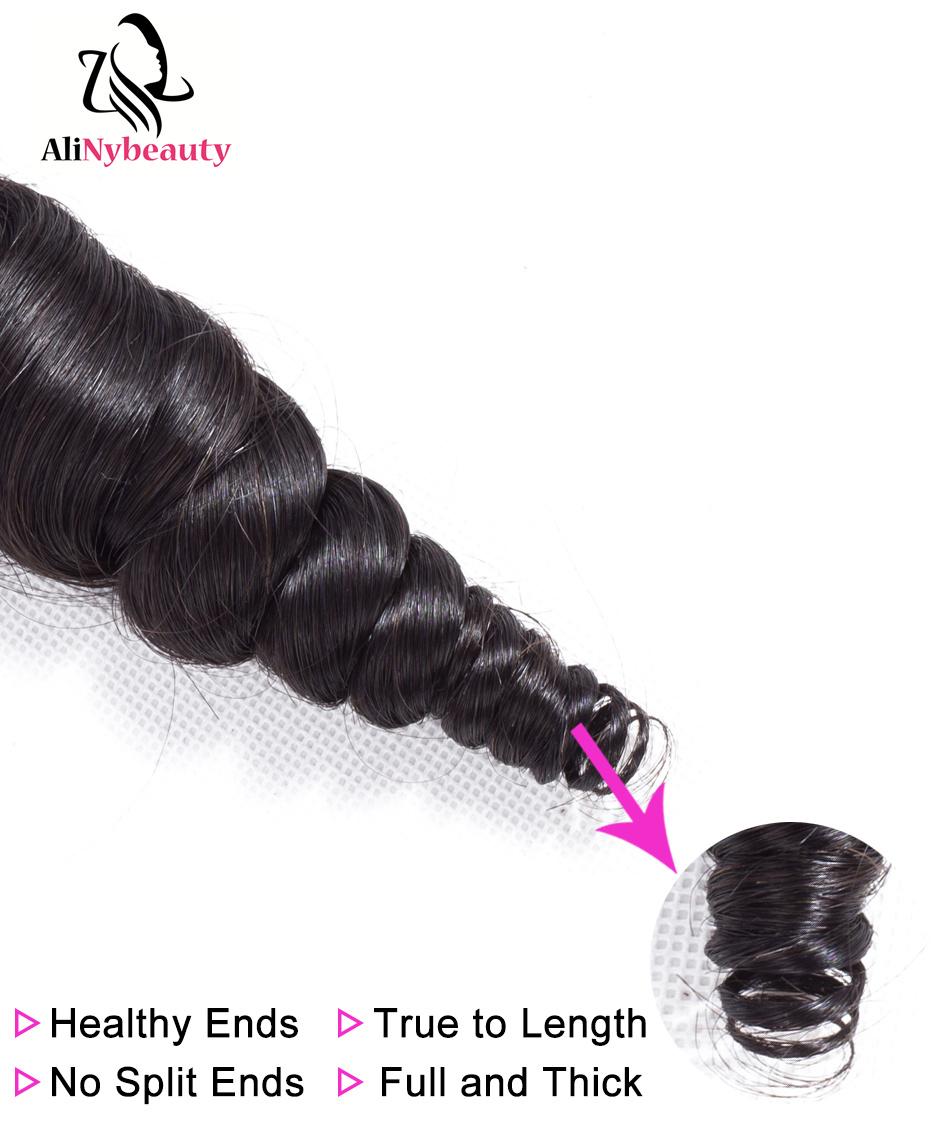 Alinybeauty 100% Human Hair Closure Peruvian Loose Wave Lace Closure