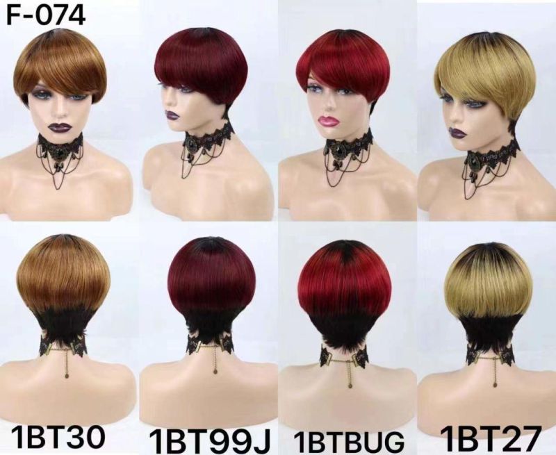 Short Machine Made Pixie Cut Short Wigs Highlight 13X4 Pixie Wig with Baby Hair Perruque Piano Pixie Cut Curls Wig Human Hair