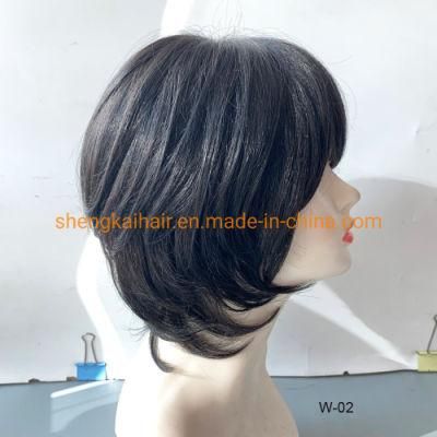 China Wholesale Good Quality Handtied Human Hair Synthetic Hair Lady Hair Wigs for Hair Loss 569