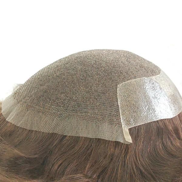 Fine Welded Mono with Skin Back Sides Durable Men′s Toupee Human Hair