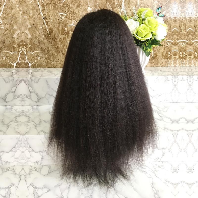 Human Hair Lace Front Wigs, Transparent HD Lace Wig Kinky Straight Wig, Natural Black Wigs Human Hair Lace Front