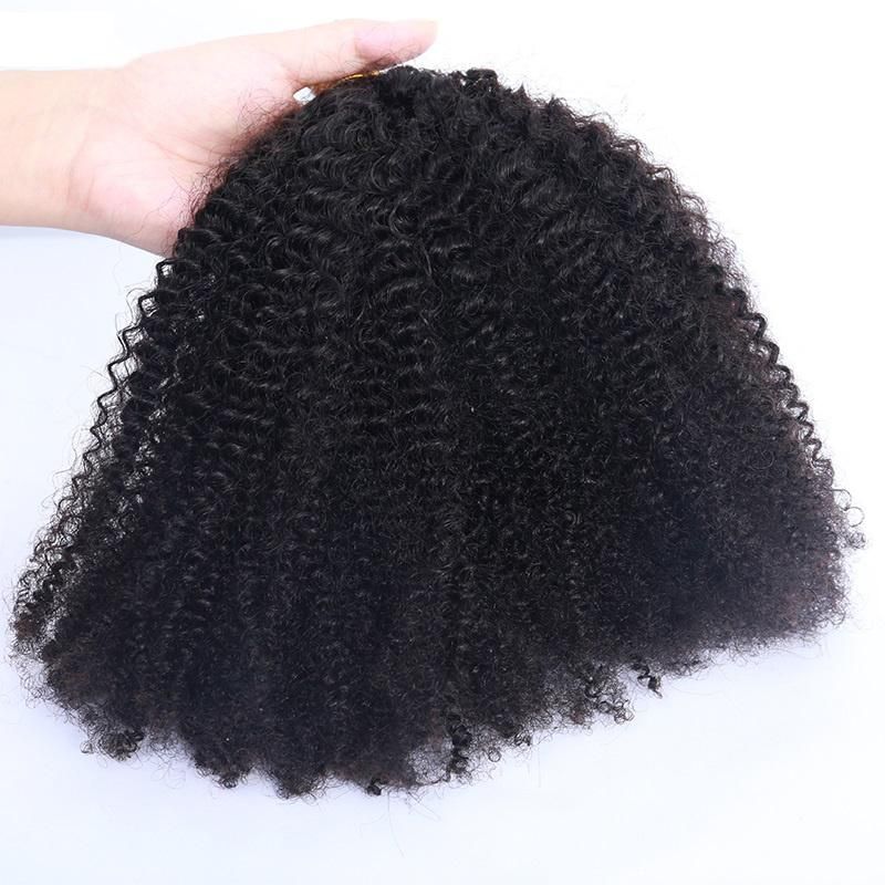 22inch 2PCS/Lot of Afro Kinky Curly Human Hair 4b 4c I Tip Microlinks Brazilian Virgin Hair Extensions Hair Bulk Natural Black Color for Women