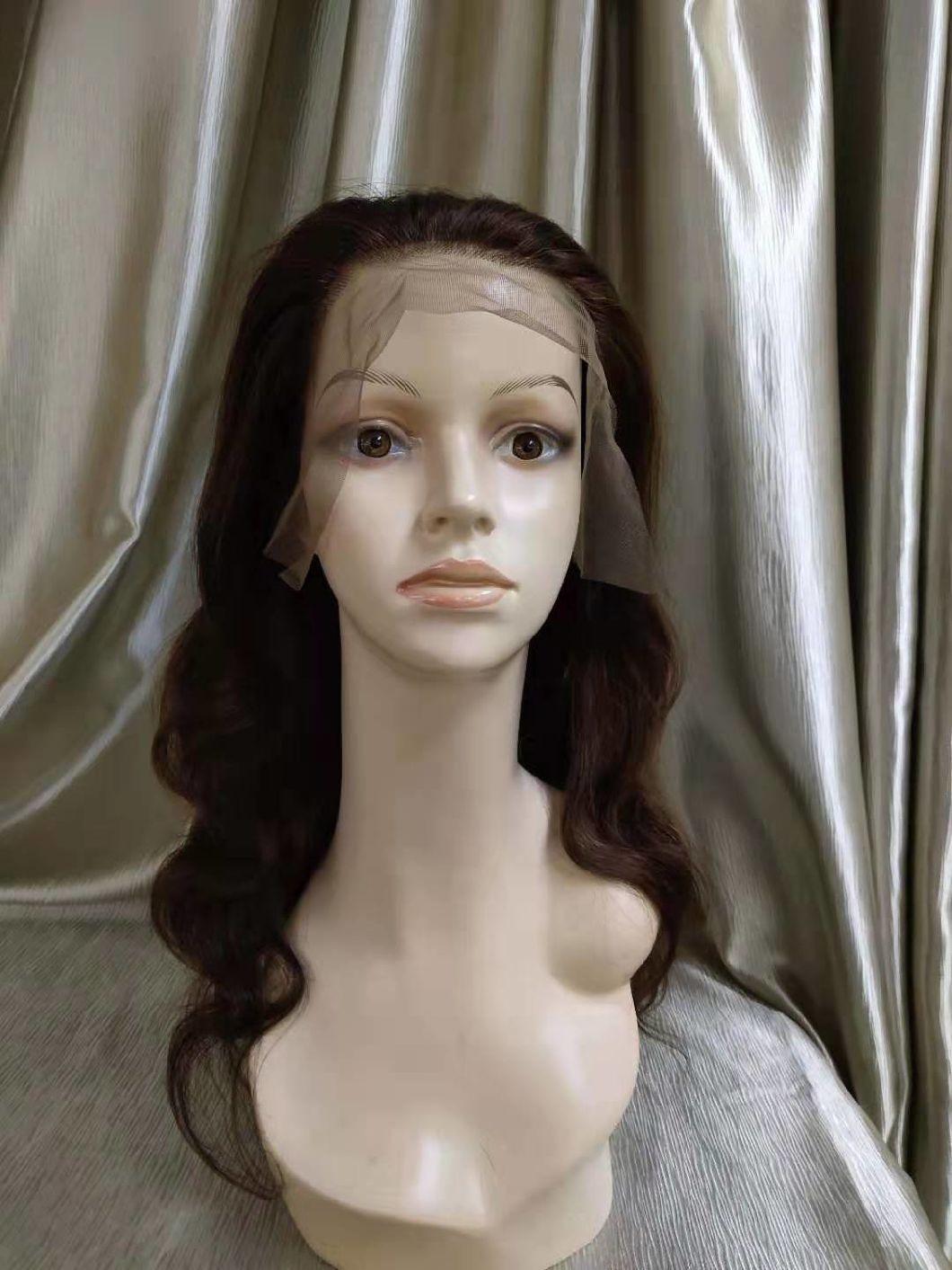 Natural Brown Color Brazilian Body Wave Human Hair Lace Wig