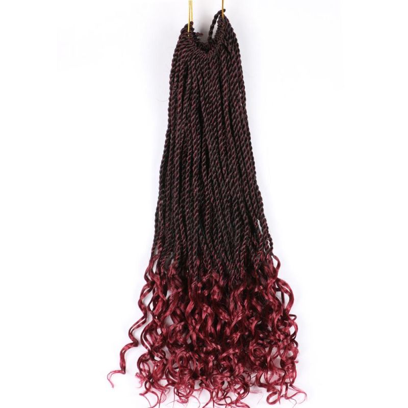 Ombre Brown Senegalese Twist Crochet Braiding Hair with Curly Ends Hair Extension Dreadlocks