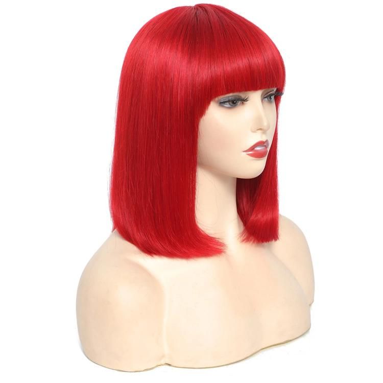 Kbeth Red Color Human Hair Wigs for Black Ladies 2021 Summer Fashion Virgin Remy Customized Straight Short Red Bob 16 Inch HD Full Lace Lady Bob Wig Supplier