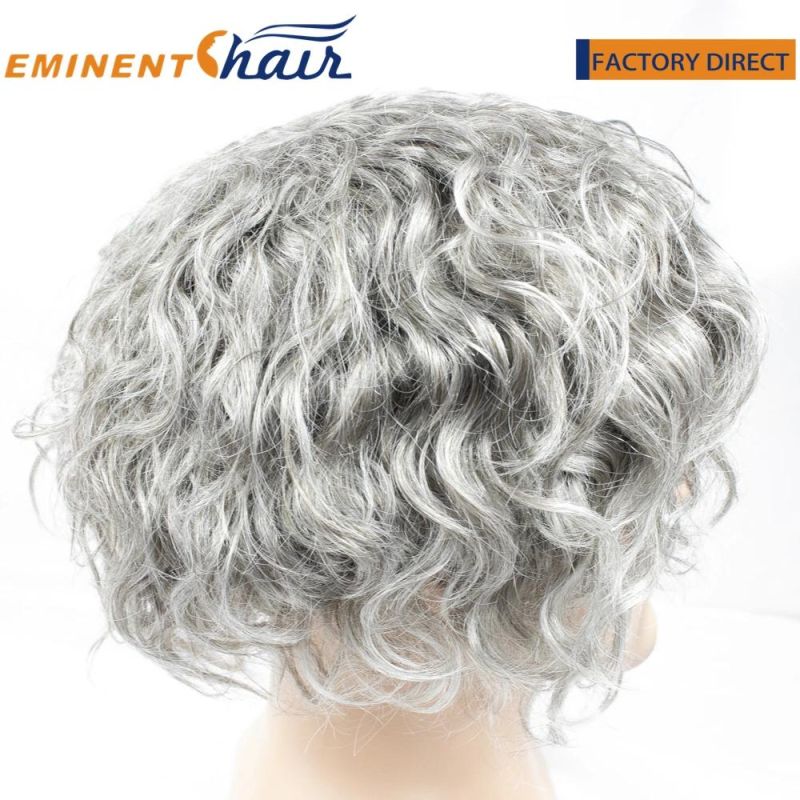 Custom French Lace with PU Perimeter Wig Synthetic Grey