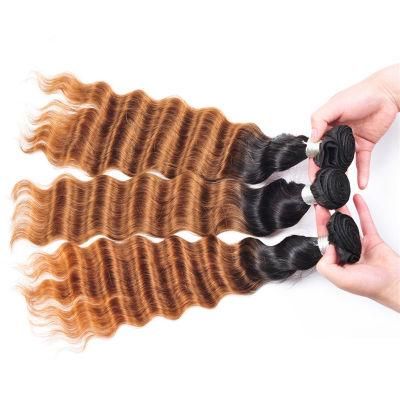 Ombre Peruvian Loose Deep Weave Hair 4 Bundle Ombre Virgin Peruvian Loose Deep Curl Hair Crochet 1b/Blonde/Dark Brown Weave Hair