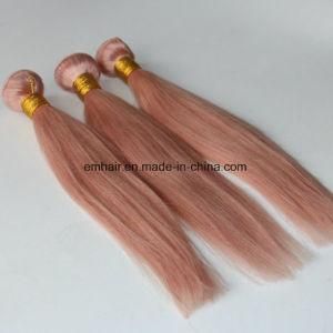 Real Human Hair Pink Color Straight Hair Weave Brazilian Hair Weft Braizlian Hair Weave