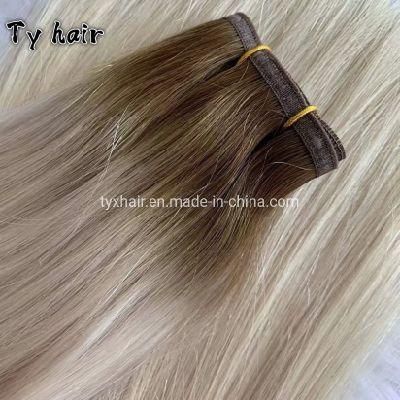 9% off Discount Sew in Hair Weave Weft in Extensions Machine Made Human Virgin Remy Hair with Ombre Piano Color