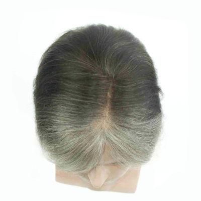 French Lace with PU Around Custom Made Grey Human Hair Wig