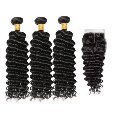 Kbeth Ready to Ship Pre Plucked Swiss HD Lace Frontal Vendor, Deep Wave Curly HD Transparent Swiss Lace Closure 13X4 with Bundles