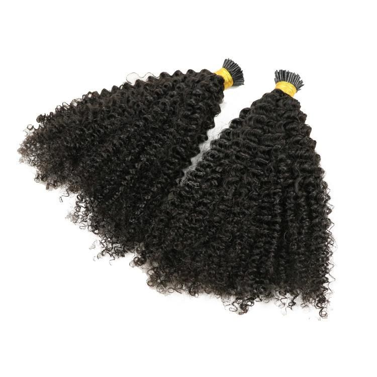 12A Cuticle Aligned Human Hair Jerry Curly Remy I Tip Hair Extensions