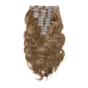 16&quot; Clip in Hair Extensions 100% Best Quality Virgin Remy Human Hair Golden Brown Body Wave Hair Factory Wholesale