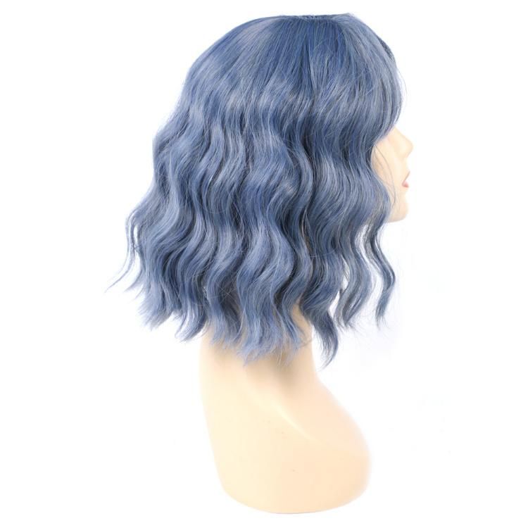 European and American Machine Made Hair Wigs with Bangs Synthetic Fiber Short Wigs
