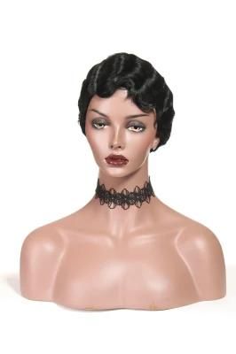 Brazilian Human Hair Wigs Short Finger Wave Wigs for Black Women