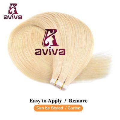 Blonde 613# Virgin Hair Skin Weft Double Side Tape in Hair Extensions PU Tape Human Hair Extension 20inch (AV-TP0020-613)