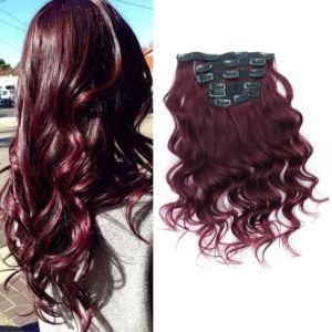 Brazilian Loose Wave Wine Red Clip-in 100% Human Hair