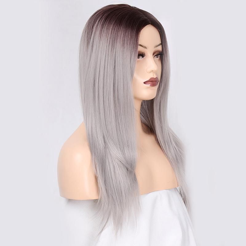 Cheapest Price Synthetic Wigs for Black Women Good Quality Cosplay Long Straight Ombre Grey