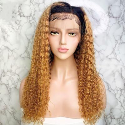 Colored Ombre Human Hair Wig 13X4 Natural Curly Lace Front Human Hair Wigs for Women Black Remy Brazilian Hair