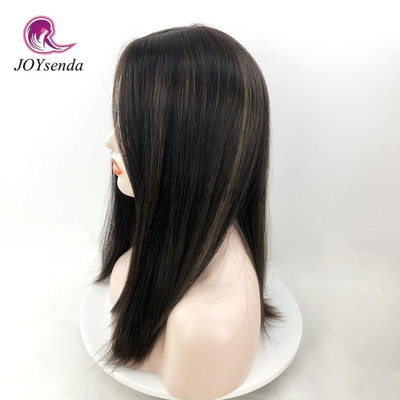 Dark Brown Color with Highlight Silk Scalp Top Jewish Wigs Original Factory European Human Hair Natural Skin Kosher Wigs