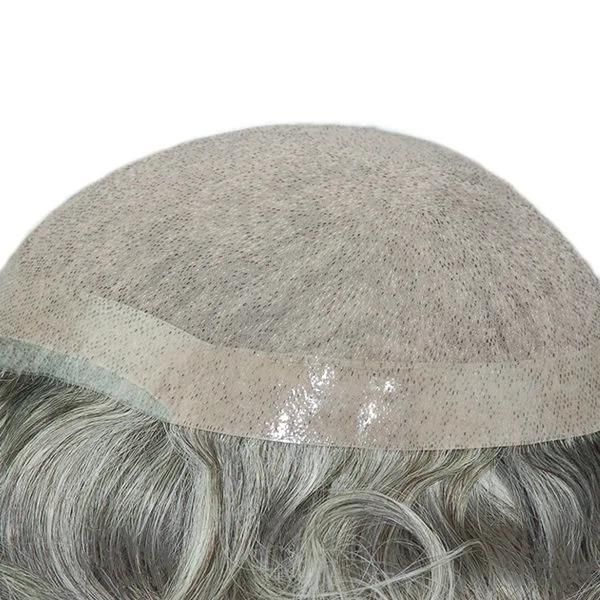 Ljc473 Indian Human Hair with Grey Hair in Synthetic Hair Systems