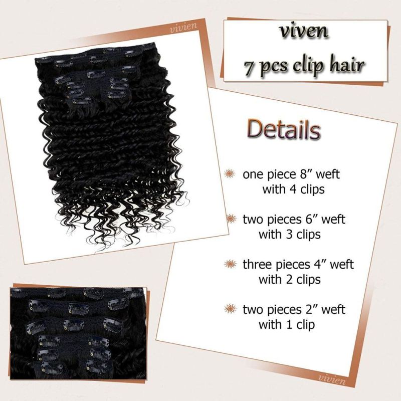 Kbeth Human Hair Extensions Clips in for Black Women Gift Lace Natural 100% Virgin Brazzilian Hand Tied Weft Deep Curly Human Hair Extensions