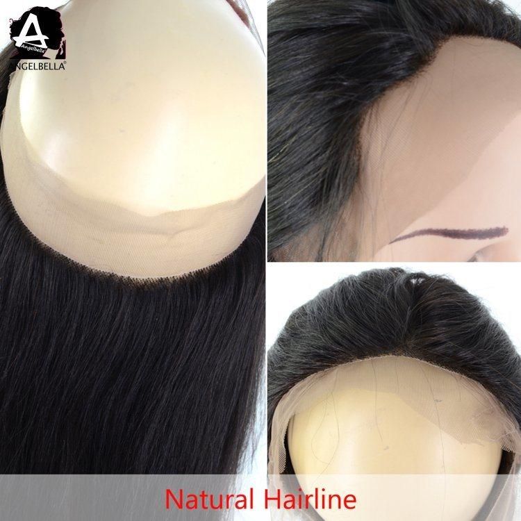 Angelbella 360 Lace Closure Toupee Silk Straight Full Density Best Virgin Human Hair Round Lace Frontal