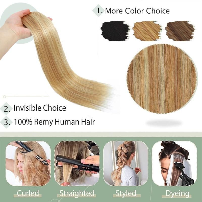 Brazilian Remy Virgin Hair Clip in Hair Extensions 100% Human Hair Weft#27/613