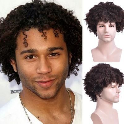 Kinky Curly Synthetic Short Wigs for Men&prime;s Daily Wig Mixed Male Curly Natural Cosplay Hair Heat Resistant Breathable Men Wig Toupee
