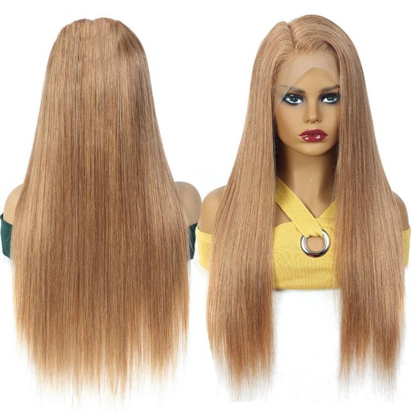 Straight Lace Front Wig Human Hair 150% Density 22 Inch Virgin Human Hair Wig 27#