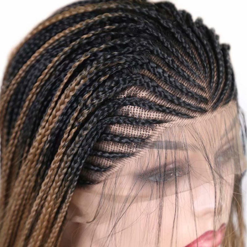 20 Curly Braided Wigs 4X4 Soft Swiss Lace Front Cornrow Box Braids with Baby Hair Fully Handmade Lightweight Synthetic