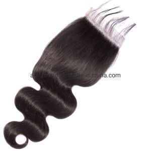 100% Brazilian Virgin Human Hair Pieces Body Wave 5X5inch Medium Swiss Lace Closures