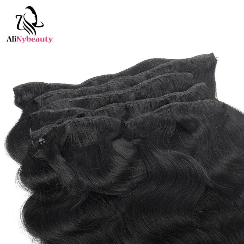 Wholesale Cheap Price Black Body Wave Virgin Brazilian Clip in Hair Extensions