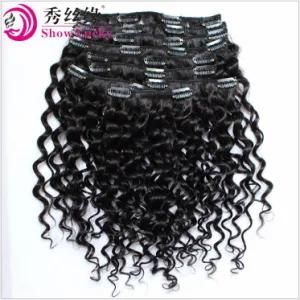 Top Quality Brazilian Human Hair Extension Natural Black Unprocessed Virgin Hair Clip in Hair Deep Wave Curly