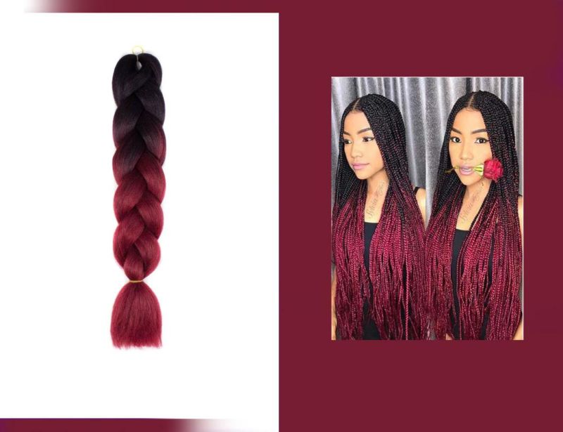 Wholesale 24 Inch Hot Water Setting Jumbo Yaki Hair Pre Stretched Braiding Hair Twisted Ombre Crochet Jumbo Braid Synthetic Hair