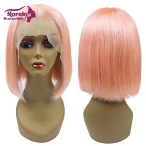Wholesale Pink Color Bob 13X4 Lace Front Wigs Human Hair Silky Straight Swiss Lace Wigs