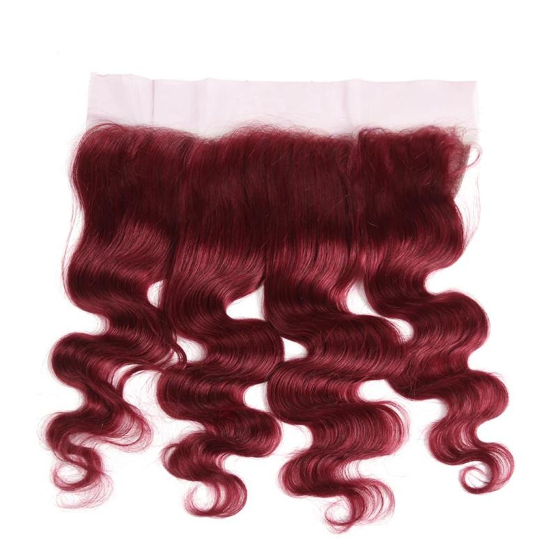 Factory Price Body Wave Human Hair Bundles with Frontal 13X4 Brazilian Red Color Hair Bundles with Closure Remy Hair #99j