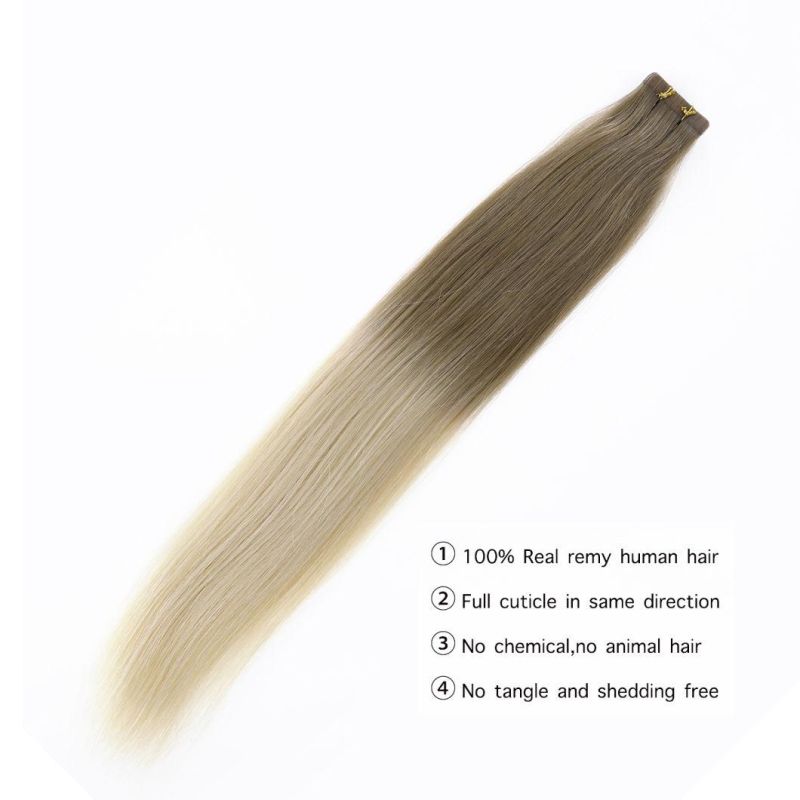 PU Skin Weft Hand Tied Tape in Adhesives Remy Human Hair Extensions 16" 20" 24" Invisible Seamless