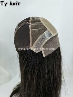 European Remy Full Hand Tied Silk Top Medical Silicone PU Around Small Cap Lace Wig for Brunette
