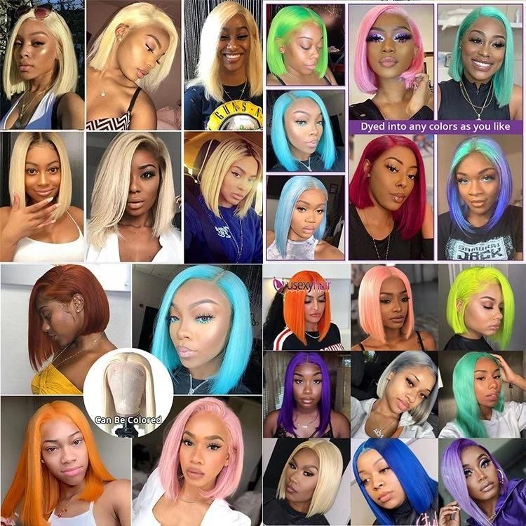 Kbeth Human Hair Wig 180 Density Glueless Custom Short Bob Straight Cut 360 Transparent HD Lace Frontal 100% Virgin Grey Green Red Pink Purple Sexy Wigs Suplier