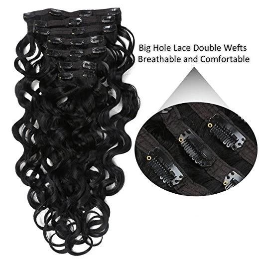 100% Human Hair Extension Clip in Hair Extensions Body Wave (AV-CH140-22-1B)
