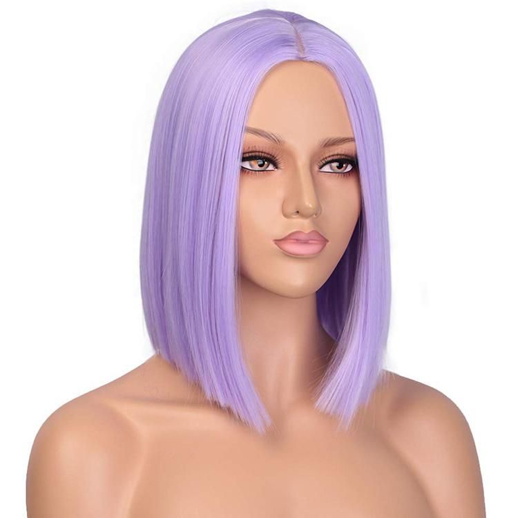 Purple Color Cheap Vendor Wholesale Heat Resistant Short Bob Straight Synthetic Hair Wigs