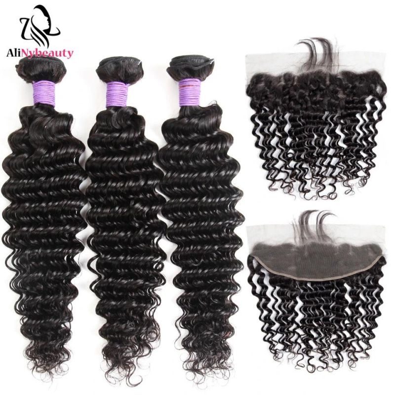 Brazilian Virgin Hair Weave 3 Bundles with Frontal