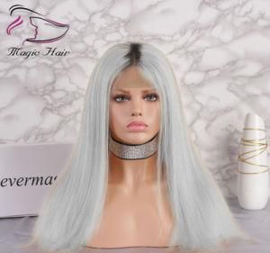 Hot Selling High Quality Sliver Color 130% Density Human Full Lace Straight Hair Wig