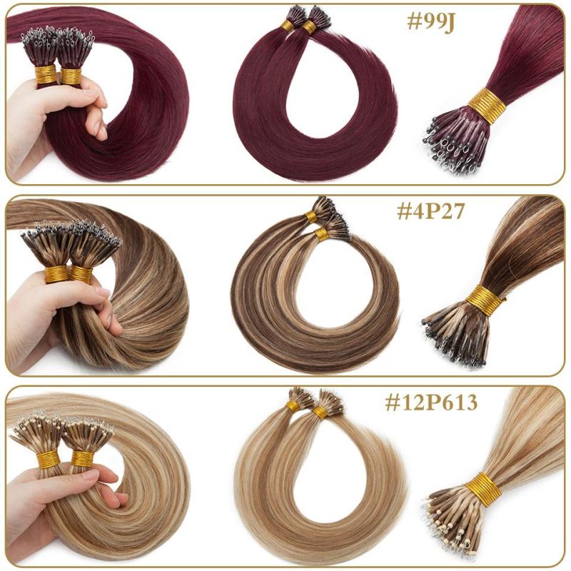 Hair Remy Nano Ring Links Human Hair Extensions 1g/S Keratin Straight European Micro Beads Hair Pieces