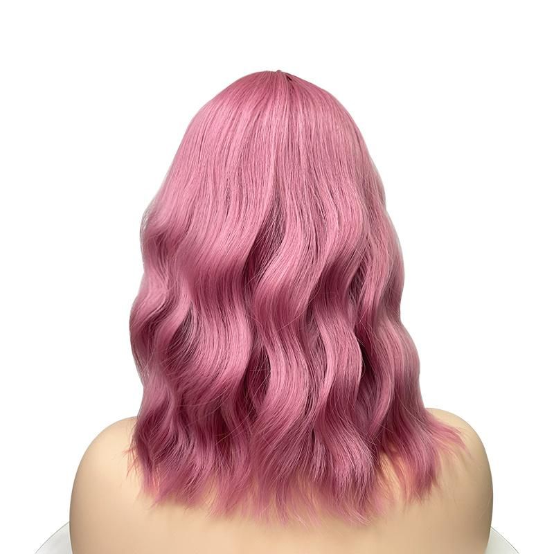 Wholesale Pink Purple Cut Short with Bangs Heat Resistant Fiber Color Wigs Bob Wigs Synthetic Wigs for Cosplay Daily Party