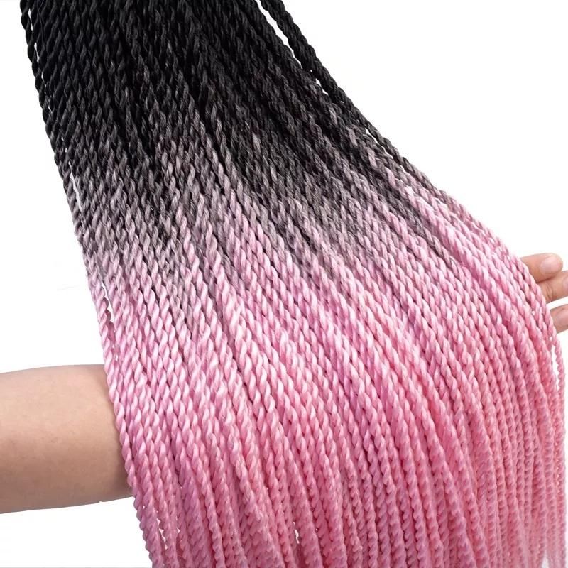 24 Inch Ombre Brown Premium High Temperature Fiber Senegalese Twist Crochet Braiding Hair Extension